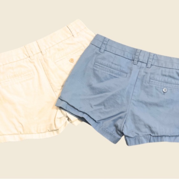 J.Crew Bundle 2 Pair Chino Shorts Bright White and Sky Blue Size 0 - Picture 2 of 3